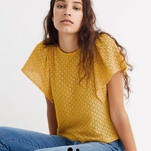 Madewell eyelet top. Size M. Yellow